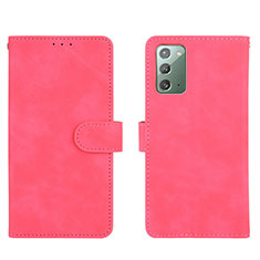 Leather Case Stands Flip Cover Holder L01Z for Samsung Galaxy Note 20 5G Hot Pink