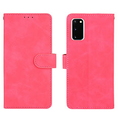 Leather Case Stands Flip Cover Holder L01Z for Samsung Galaxy S20 FE 4G Hot Pink