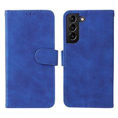 Leather Case Stands Flip Cover Holder L01Z for Samsung Galaxy S21 5G Blue