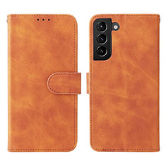 Leather Case Stands Flip Cover Holder L01Z for Samsung Galaxy S23 5G Brown