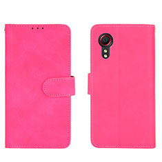 Leather Case Stands Flip Cover Holder L01Z for Samsung Galaxy XCover 5 SM-G525F Hot Pink