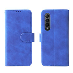 Leather Case Stands Flip Cover Holder L01Z for Samsung Galaxy Z Fold3 5G Blue