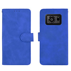 Leather Case Stands Flip Cover Holder L01Z for Sharp Aquos R6 Blue