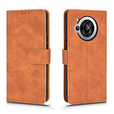 Leather Case Stands Flip Cover Holder L01Z for Sharp Aquos R7 Brown