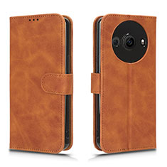 Leather Case Stands Flip Cover Holder L01Z for Sharp Aquos R8 Pro Brown