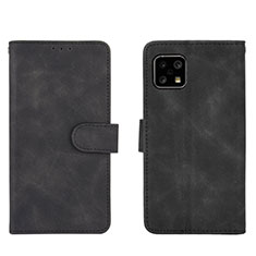Leather Case Stands Flip Cover Holder L01Z for Sharp Aquos Sense4 Basic Black