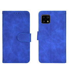 Leather Case Stands Flip Cover Holder L01Z for Sharp Aquos Sense4 Basic Blue