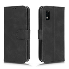 Leather Case Stands Flip Cover Holder L01Z for Sharp Aquos wish3 Black