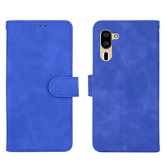 Leather Case Stands Flip Cover Holder L01Z for Sharp Simple Sumaho 5 Blue