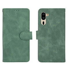 Leather Case Stands Flip Cover Holder L01Z for Sharp Simple Sumaho 5 Green