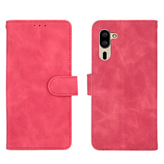 Leather Case Stands Flip Cover Holder L01Z for Sharp Simple Sumaho 5 Hot Pink