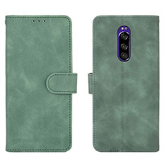 Leather Case Stands Flip Cover Holder L01Z for Sony Xperia 1 Green