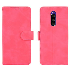 Leather Case Stands Flip Cover Holder L01Z for Sony Xperia 1 Hot Pink
