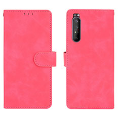 Leather Case Stands Flip Cover Holder L01Z for Sony Xperia 1 II Hot Pink