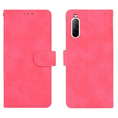 Leather Case Stands Flip Cover Holder L01Z for Sony Xperia 10 II Hot Pink