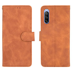 Leather Case Stands Flip Cover Holder L01Z for Sony Xperia 10 III Brown