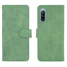 Leather Case Stands Flip Cover Holder L01Z for Sony Xperia 10 III Green