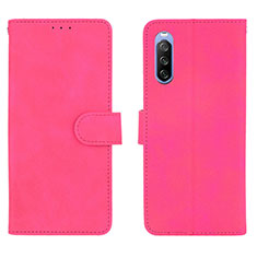 Leather Case Stands Flip Cover Holder L01Z for Sony Xperia 10 III Hot Pink