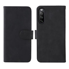 Leather Case Stands Flip Cover Holder L01Z for Sony Xperia 10 IV Black