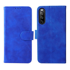 Leather Case Stands Flip Cover Holder L01Z for Sony Xperia 10 IV Blue