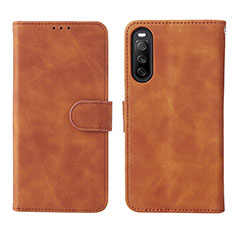 Leather Case Stands Flip Cover Holder L01Z for Sony Xperia 10 IV Brown