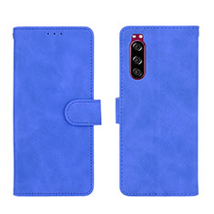 Leather Case Stands Flip Cover Holder L01Z for Sony Xperia 5 Blue