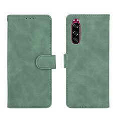 Leather Case Stands Flip Cover Holder L01Z for Sony Xperia 5 Green
