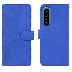 Leather Case Stands Flip Cover Holder L01Z for Sony Xperia 5 III Blue