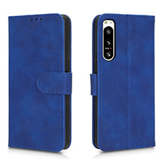 Leather Case Stands Flip Cover Holder L01Z for Sony Xperia 5 IV Blue