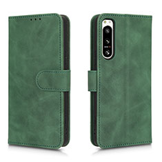 Leather Case Stands Flip Cover Holder L01Z for Sony Xperia 5 IV Green