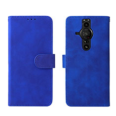 Leather Case Stands Flip Cover Holder L01Z for Sony Xperia PRO-I Blue