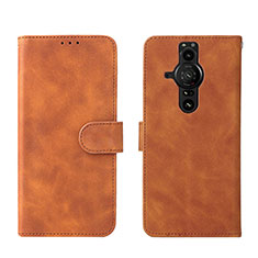 Leather Case Stands Flip Cover Holder L01Z for Sony Xperia PRO-I Brown