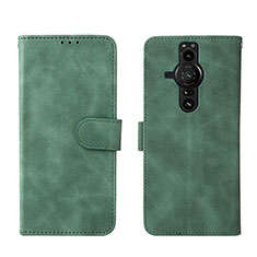 Leather Case Stands Flip Cover Holder L01Z for Sony Xperia PRO-I Green