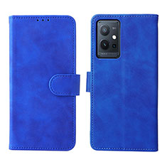 Leather Case Stands Flip Cover Holder L01Z for Vivo iQOO Z6 5G Blue
