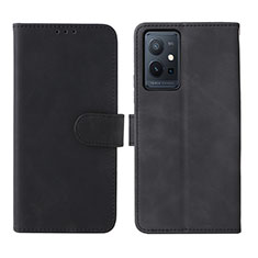 Leather Case Stands Flip Cover Holder L01Z for Vivo T1 5G India Black