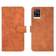 Leather Case Stands Flip Cover Holder L01Z for Vivo V20 (2021) Brown