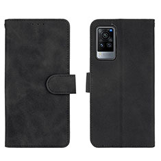 Leather Case Stands Flip Cover Holder L01Z for Vivo X60 Pro 5G Black