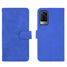 Leather Case Stands Flip Cover Holder L01Z for Vivo X60 Pro 5G Blue