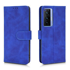 Leather Case Stands Flip Cover Holder L01Z for Vivo X70 5G Blue