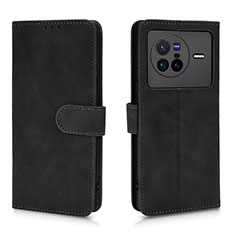 Leather Case Stands Flip Cover Holder L01Z for Vivo X80 5G Black