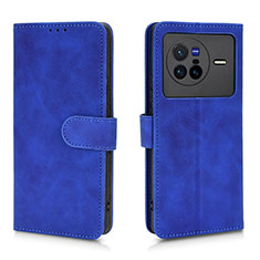 Leather Case Stands Flip Cover Holder L01Z for Vivo X80 5G Blue