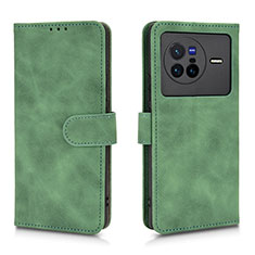 Leather Case Stands Flip Cover Holder L01Z for Vivo X80 5G Green