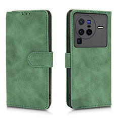 Leather Case Stands Flip Cover Holder L01Z for Vivo X80 Pro 5G Green