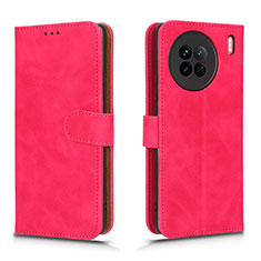 Leather Case Stands Flip Cover Holder L01Z for Vivo X90 5G Hot Pink