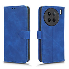 Leather Case Stands Flip Cover Holder L01Z for Vivo X90 Pro 5G Blue
