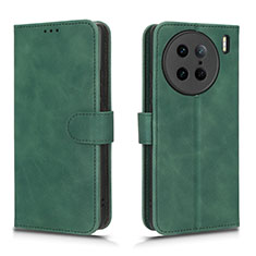 Leather Case Stands Flip Cover Holder L01Z for Vivo X90 Pro 5G Green