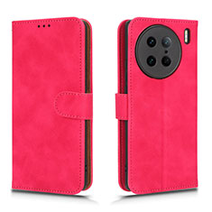 Leather Case Stands Flip Cover Holder L01Z for Vivo X90 Pro 5G Hot Pink