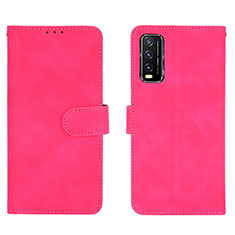 Leather Case Stands Flip Cover Holder L01Z for Vivo Y11s Hot Pink