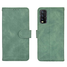 Leather Case Stands Flip Cover Holder L01Z for Vivo Y12s Green