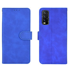 Leather Case Stands Flip Cover Holder L01Z for Vivo Y20 Blue